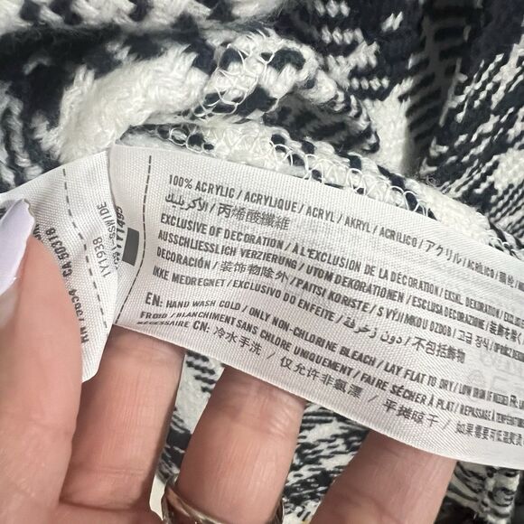 Abercrombie & Fitch Plaid Poncho One Size White and Black Country Boho Classic - Picture 3 of 5